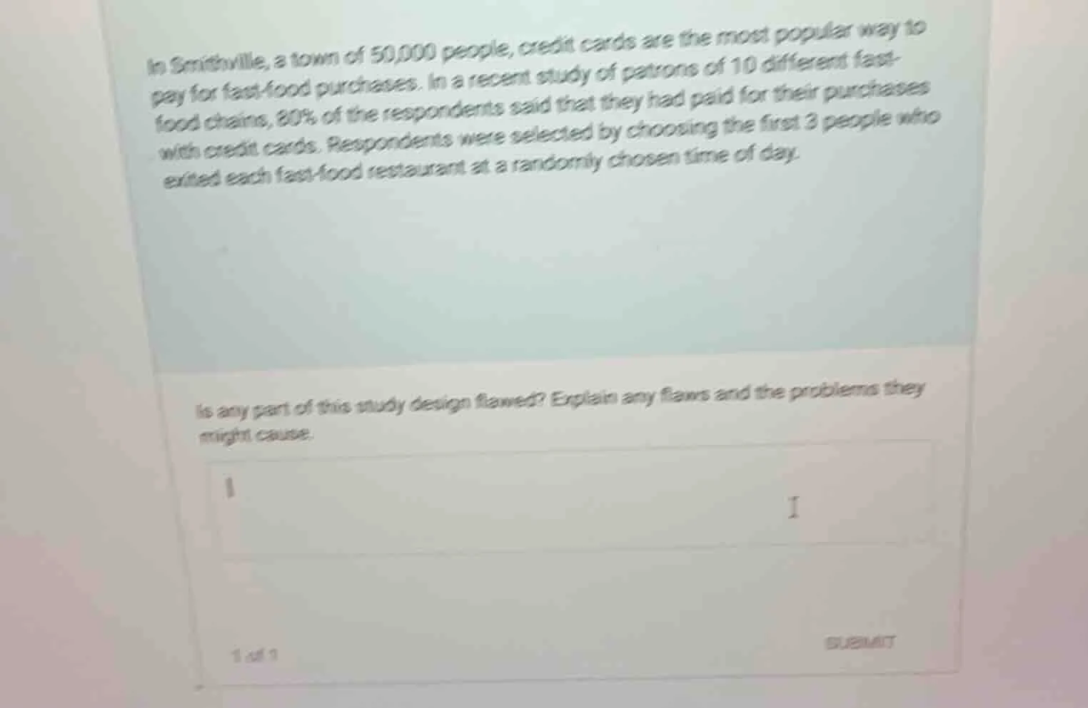 in smithville, a town of 50,000 people, credit cards are the most popul…