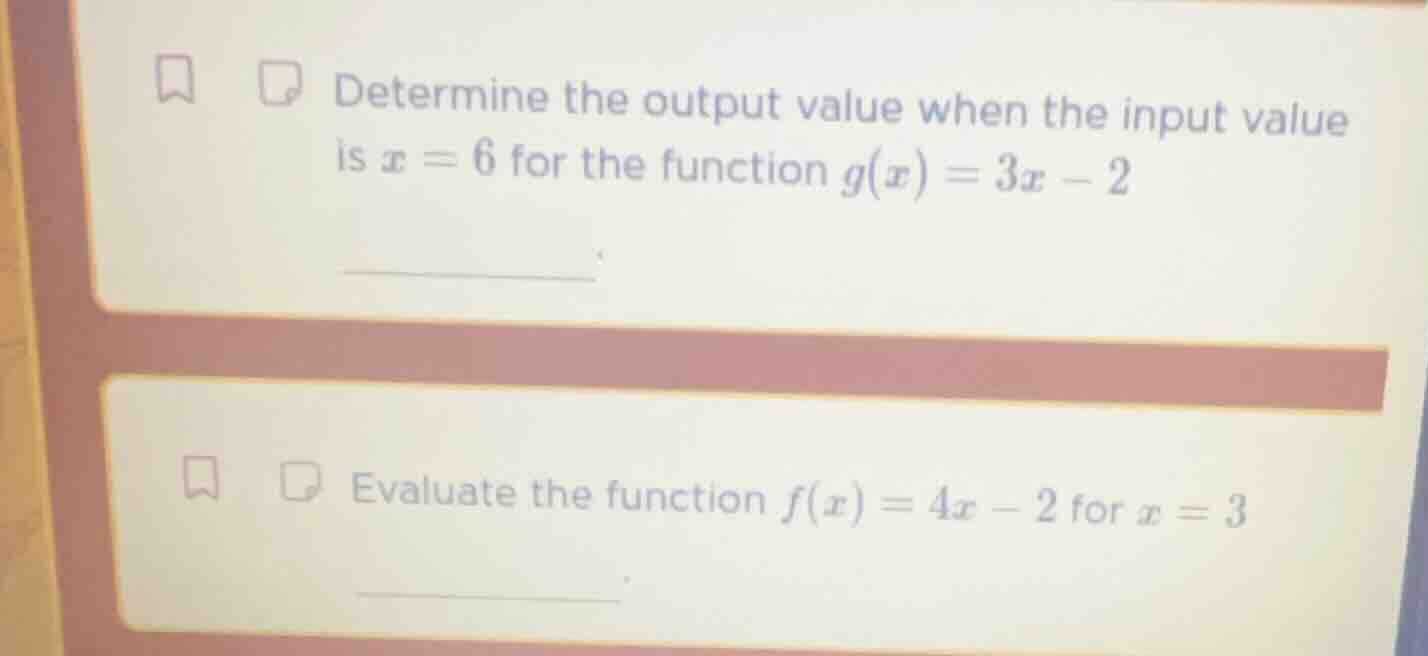 1. determine the output value when the input value is $x = 6$ for the f…