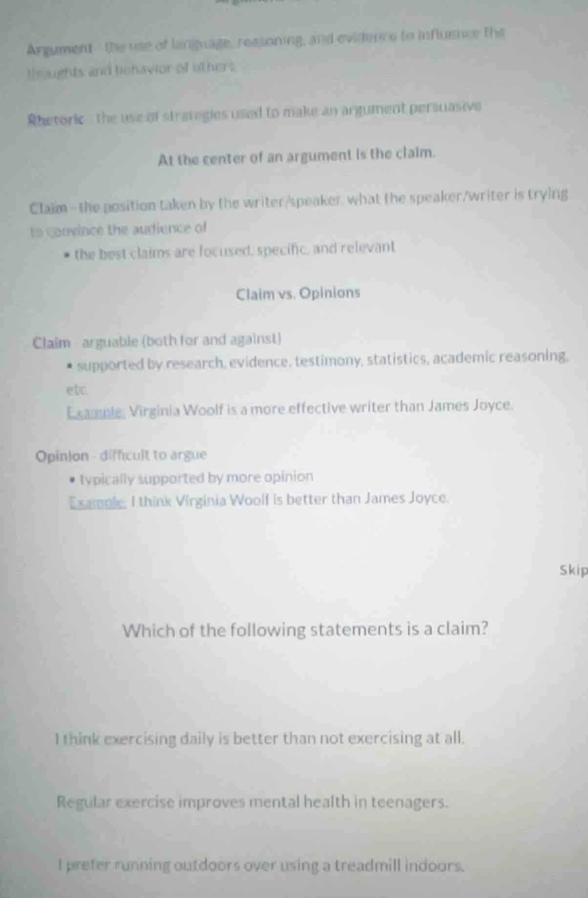 argument: the use of language, reasoning, and evidence to influence the…