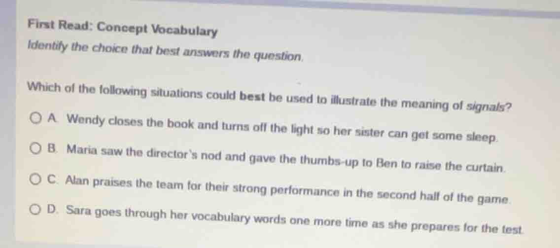 first read: concept vocabulary identify the choice that best answers th…