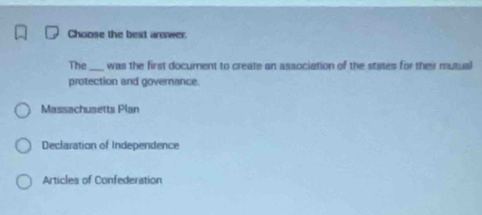 choose the best answer. the ___ was the first document to create an ass…