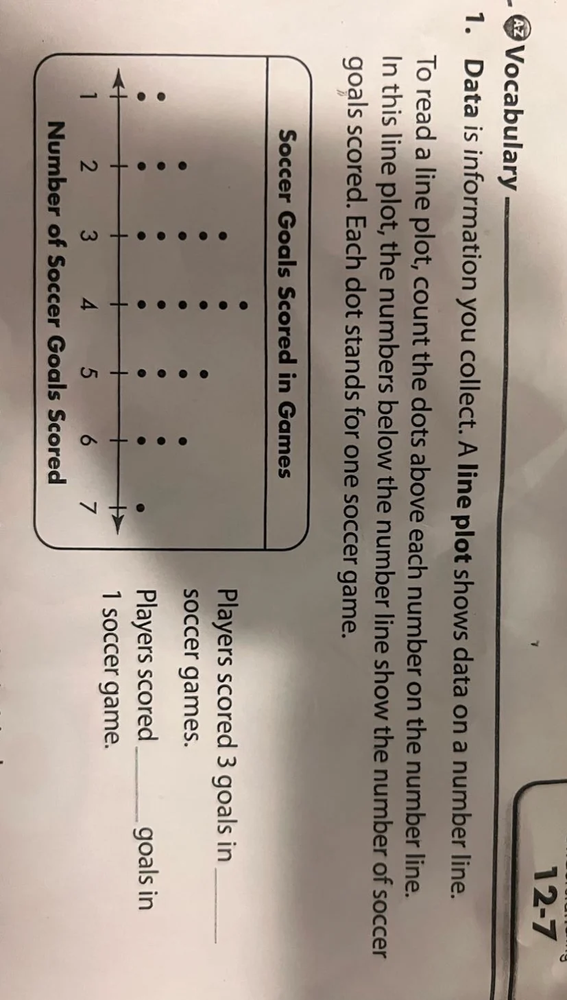 12-7az vocabulary1. data is information you collect. a line plot shows …