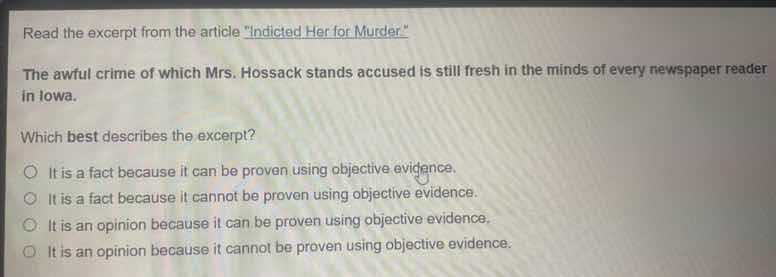 read the excerpt from the article \indicted her for murder.\ the awful …
