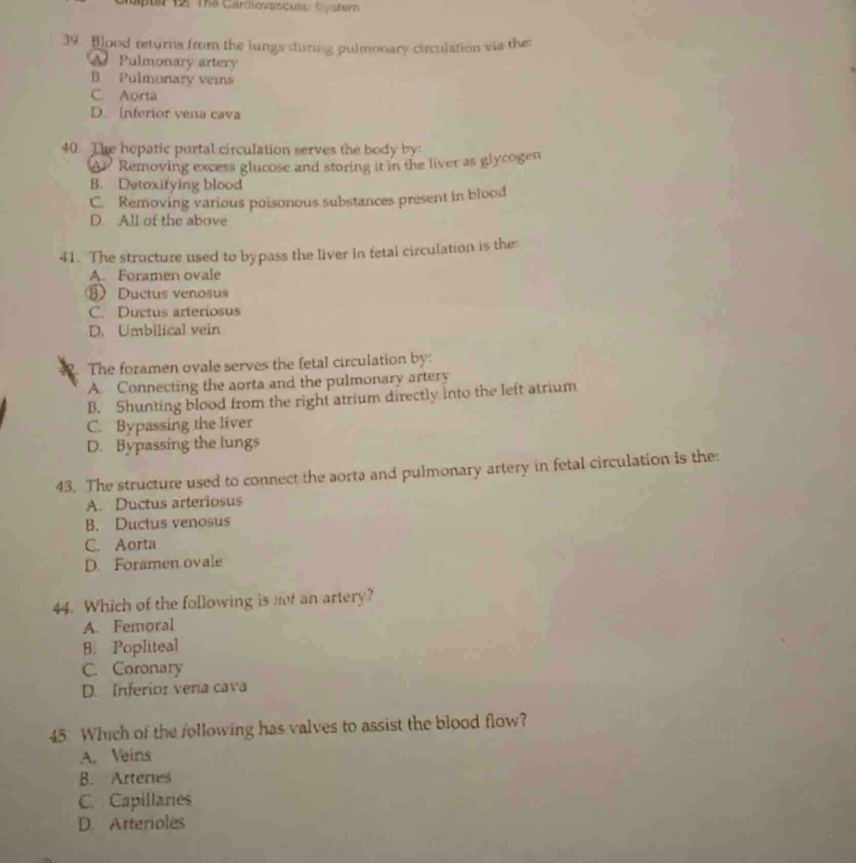 39. blood returns from the lungs during pulmonary circulation via the:a…
