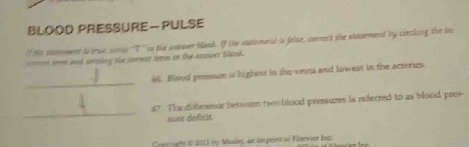 blood pressure—pulse if the statement is true, write \t\ in the answer …