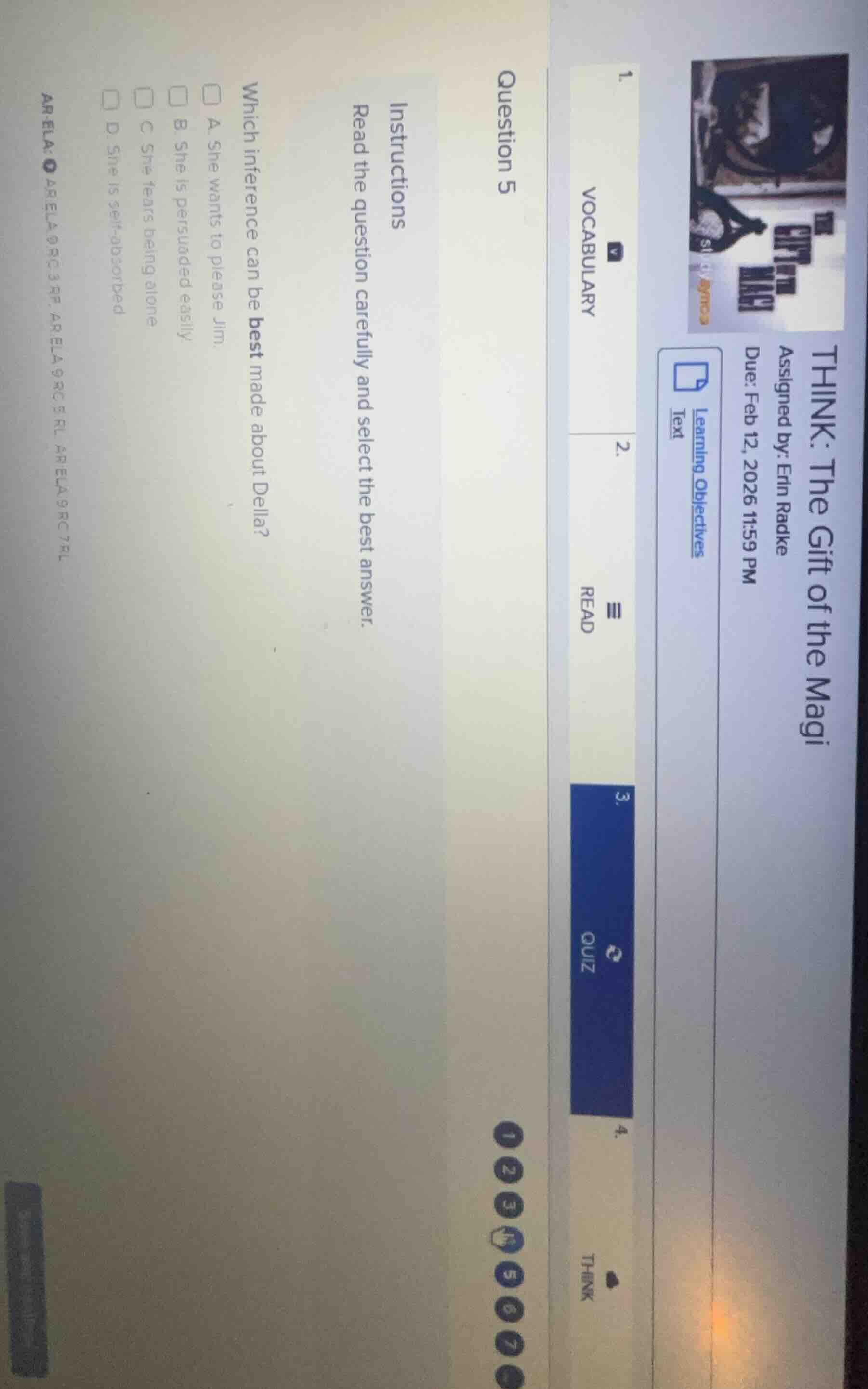 think: the gift of the magiassigned by: erin radkedue: feb 12, 2026 11:…