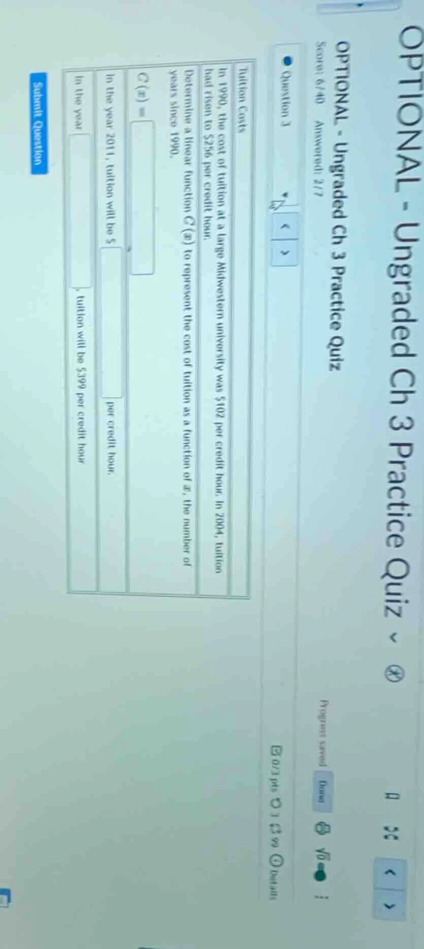 optional - ungraded ch 3 practice quizscore: 6/40 answered: 2/7question…