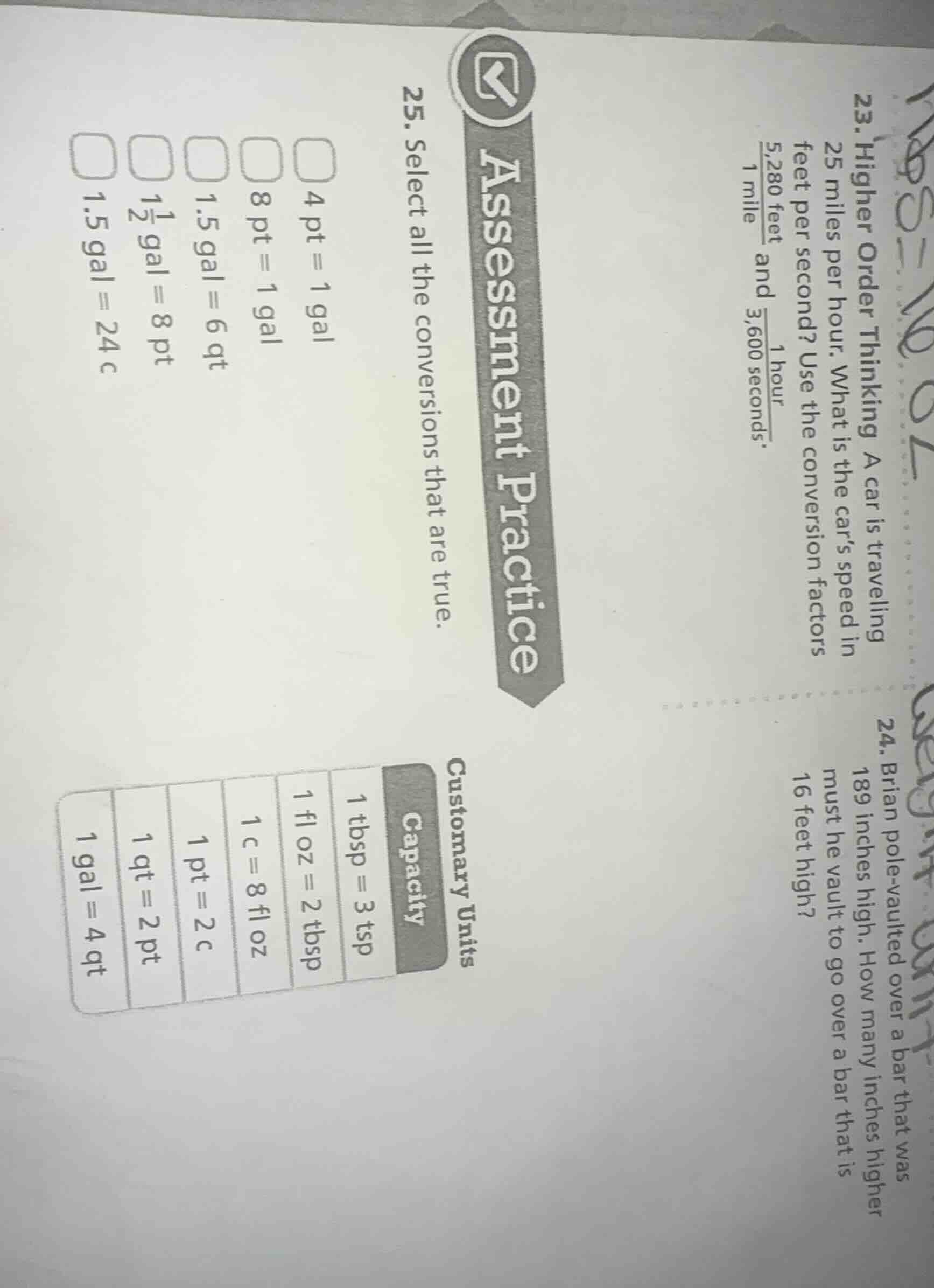 assessment practice 23. higher order thinking a car is traveling 25 mil…