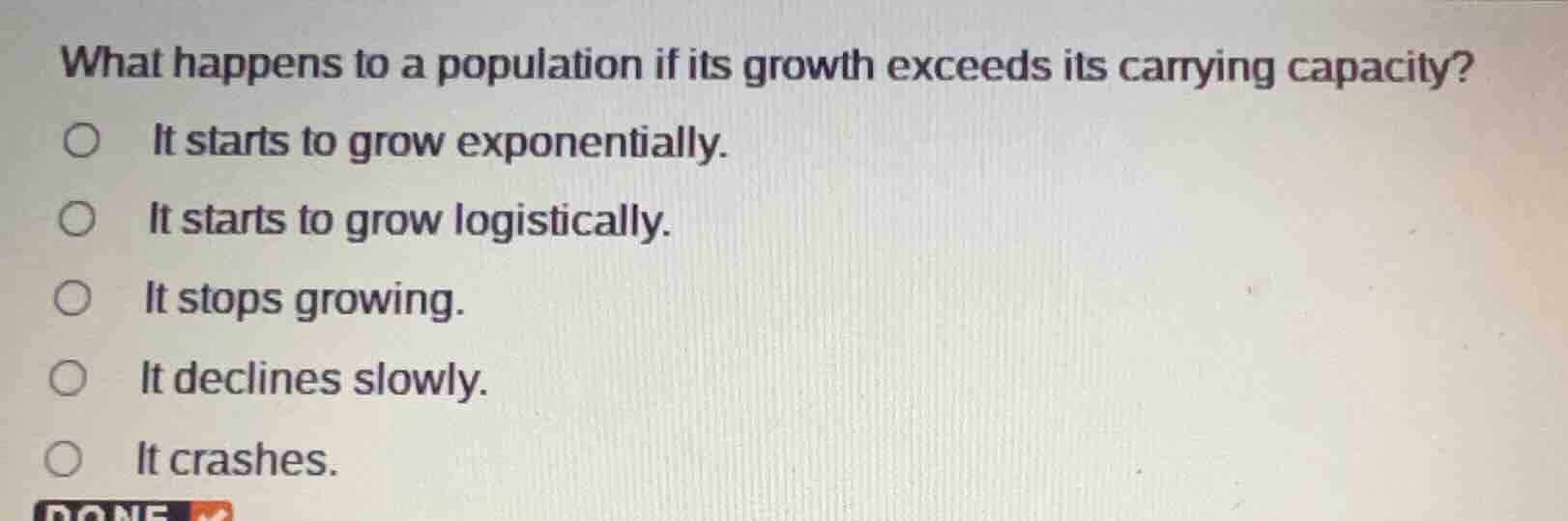 what happens to a population if its growth exceeds its carrying capacit…