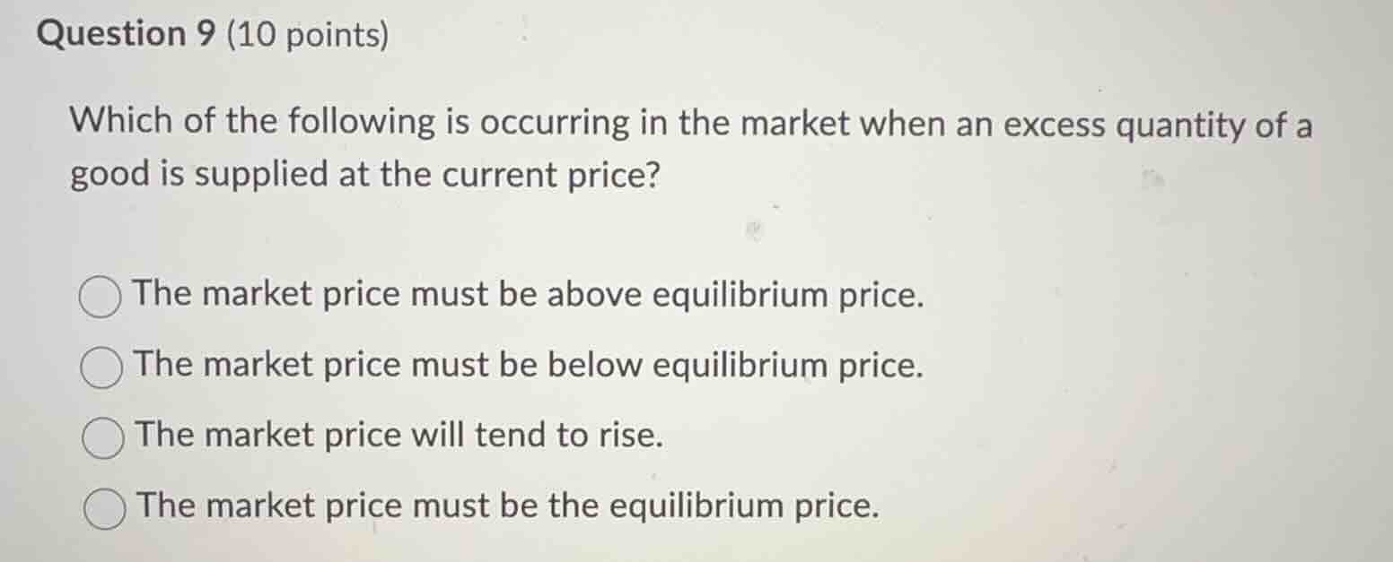 question 9 (10 points) which of the following is occurring in the marke…