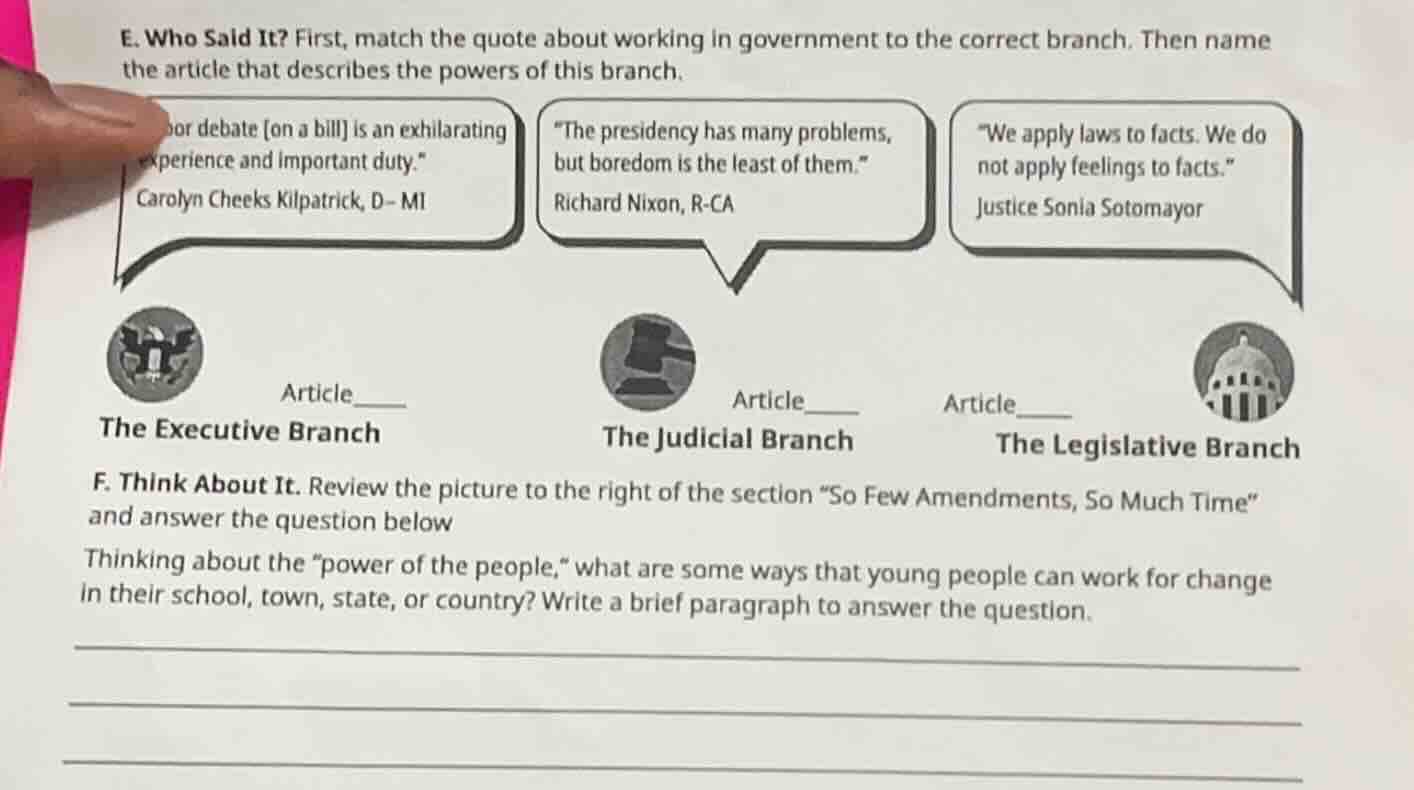 e. who said it? first, match the quote about working in government to t…