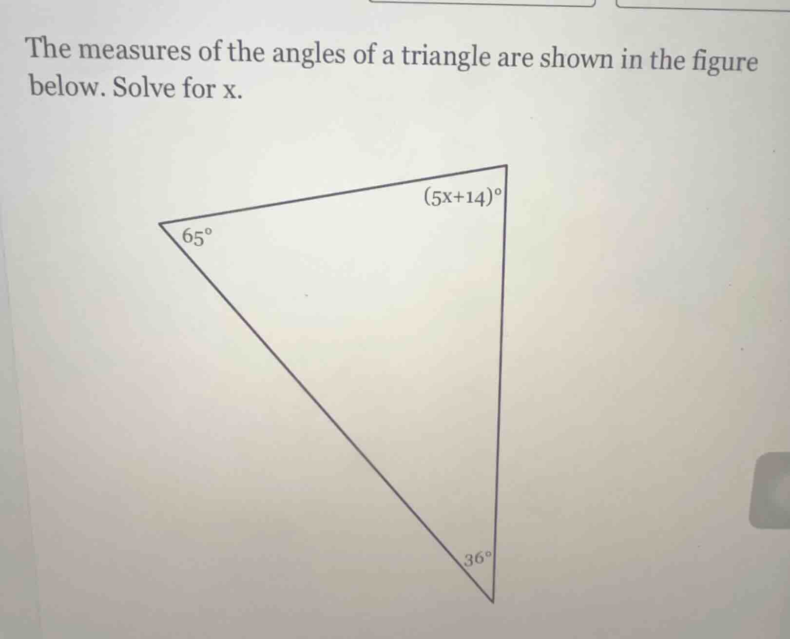 the measures of the angles of a triangle are shown in the figure below.…