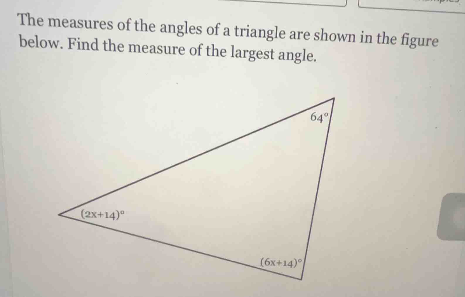 the measures of the angles of a triangle are shown in the figure below.…