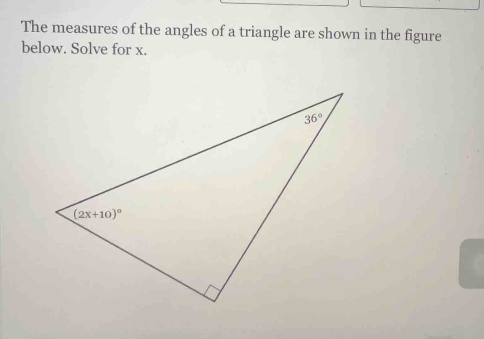 the measures of the angles of a triangle are shown in the figure below.…
