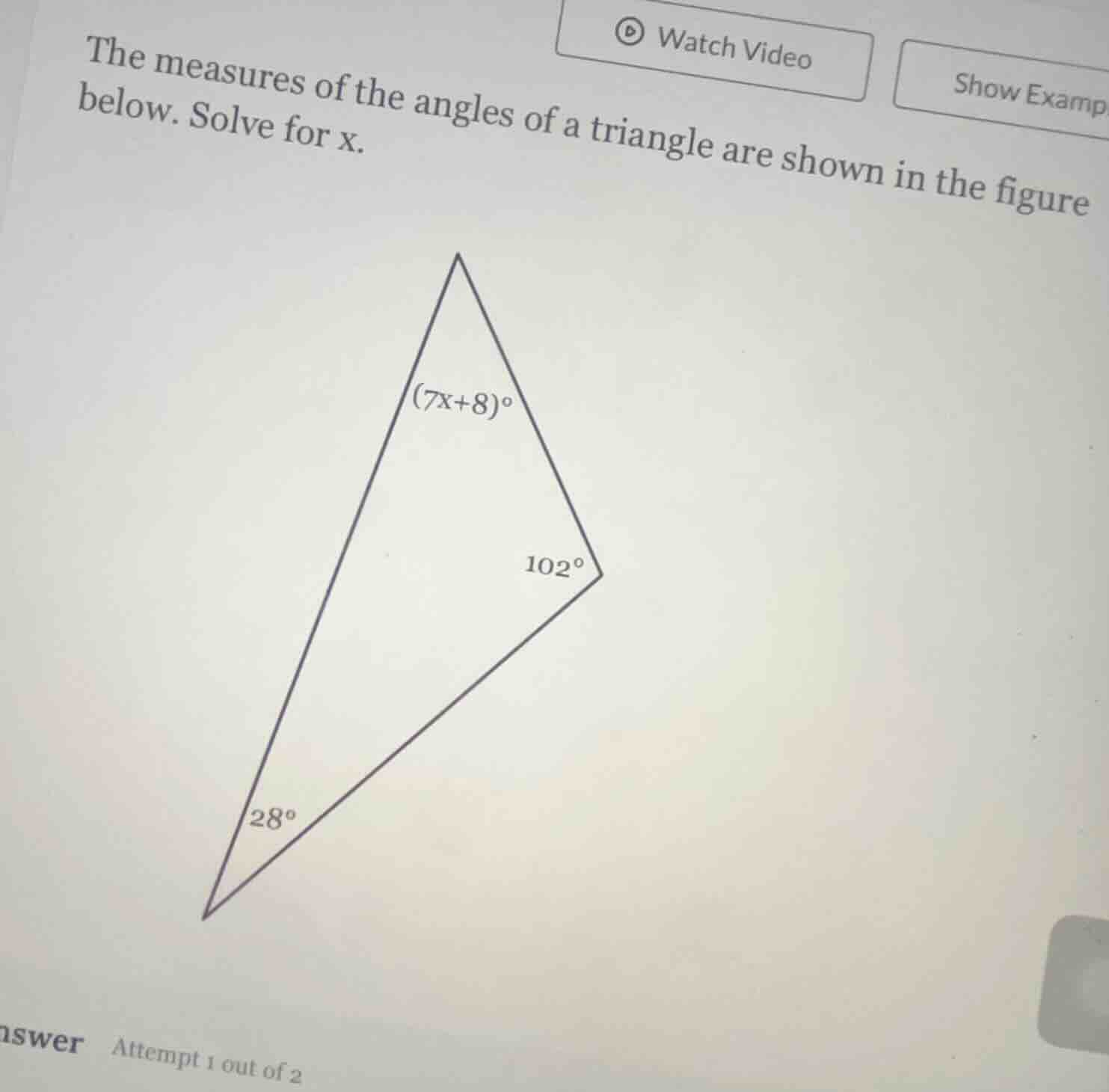 the measures of the angles of a triangle are shown in the figure below.…