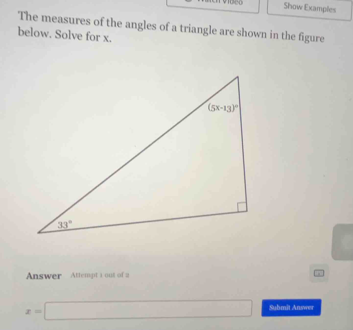 the measures of the angles of a triangle are shown in the figure below.…