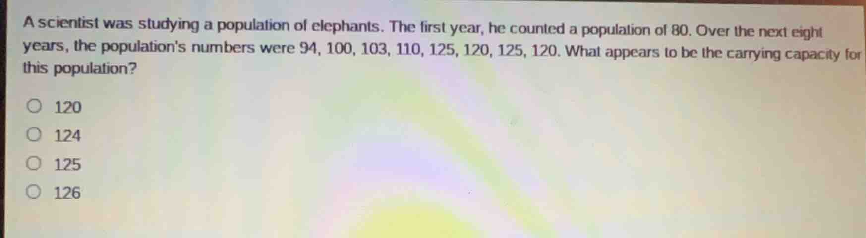 a scientist was studying a population of elephants. the first year, he …