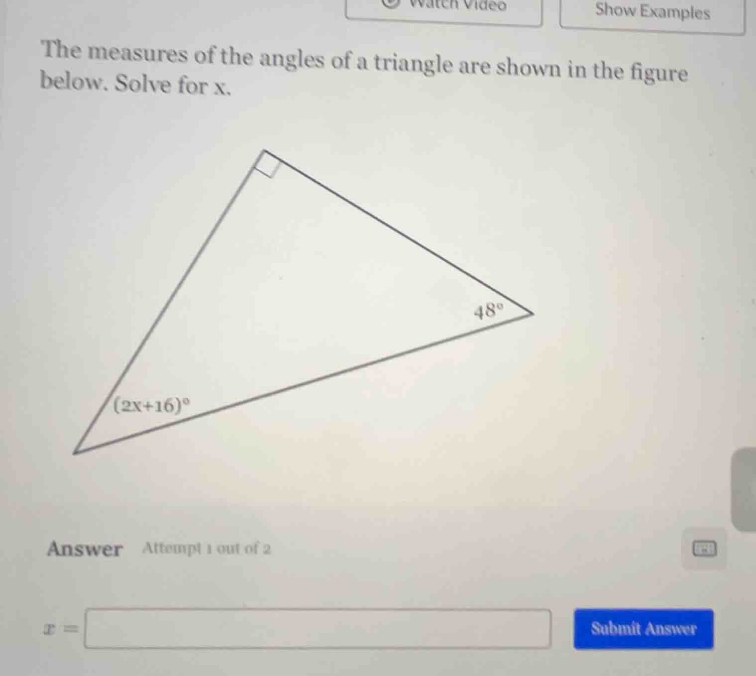 the measures of the angles of a triangle are shown in the figure below.…