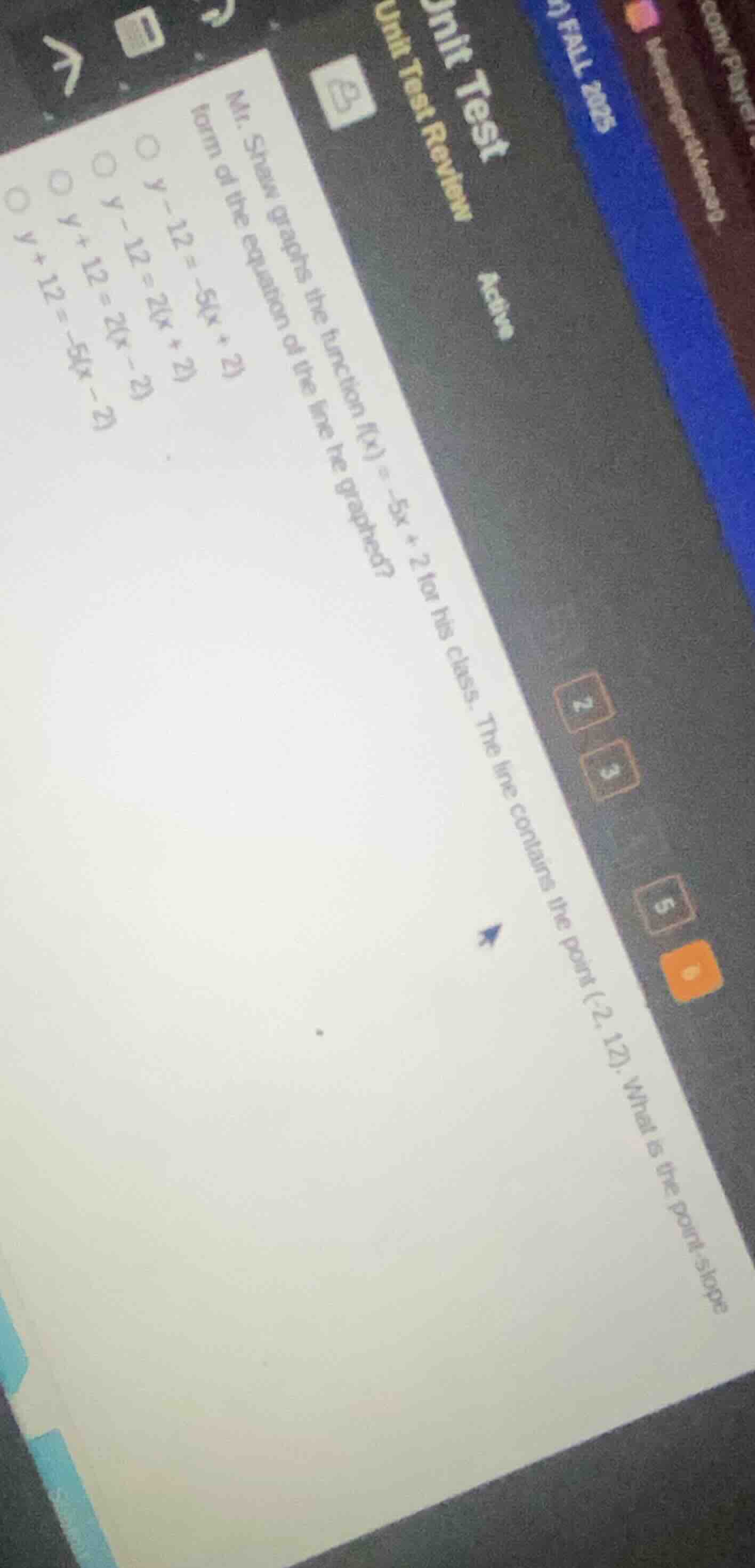 unit test unit test review active mr. shaw graphs the function $f(x) = …