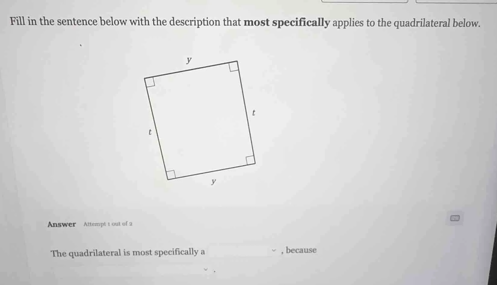 fill in the sentence below with the description that most specifically …