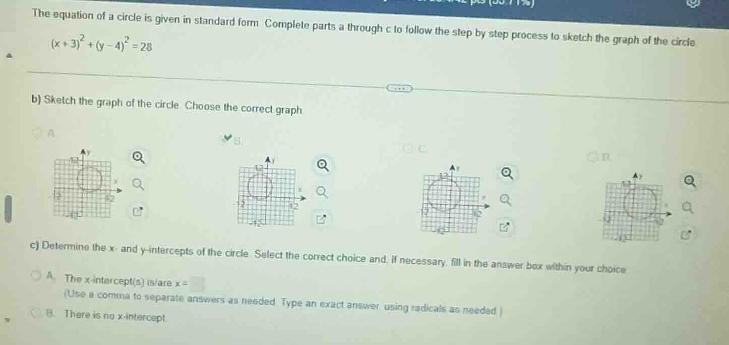 the equation of a circle is given in standard form. complete parts a th…