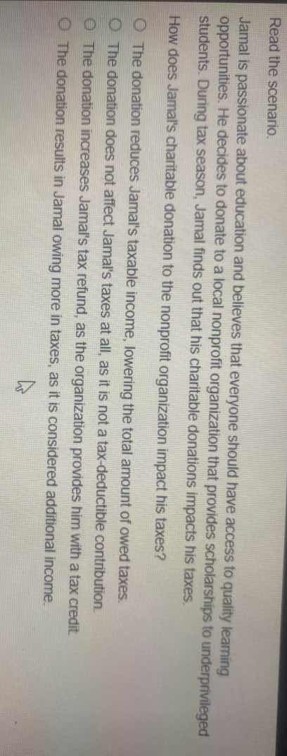 read the scenario. jamal is passionate about education and believes tha…