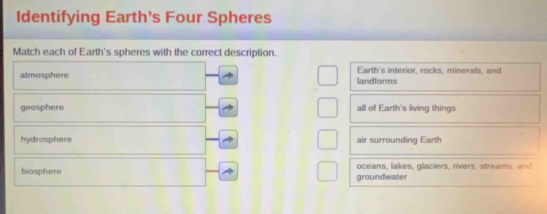identifying earths four spheres match each of earths spheres with the c…