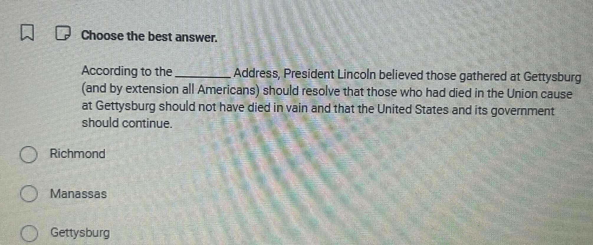 choose the best answer. according to the ______ address, president linc…