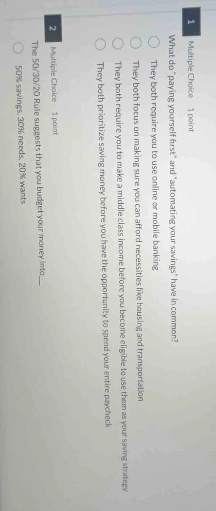 1 multiple choice 1 point what do \paying yourself first\ and \automati…