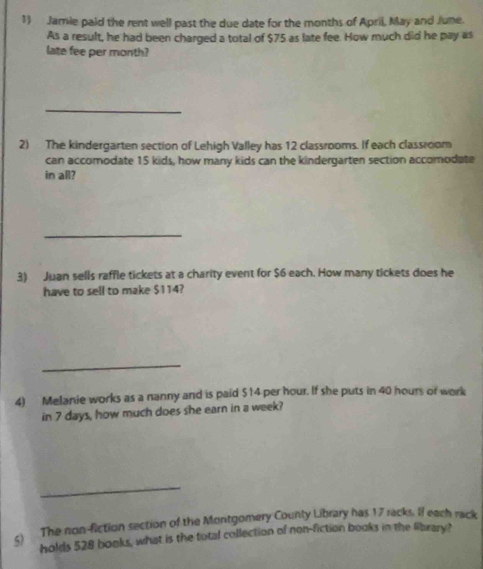 1) jamie paid the rent well past the due date for the months of april, …