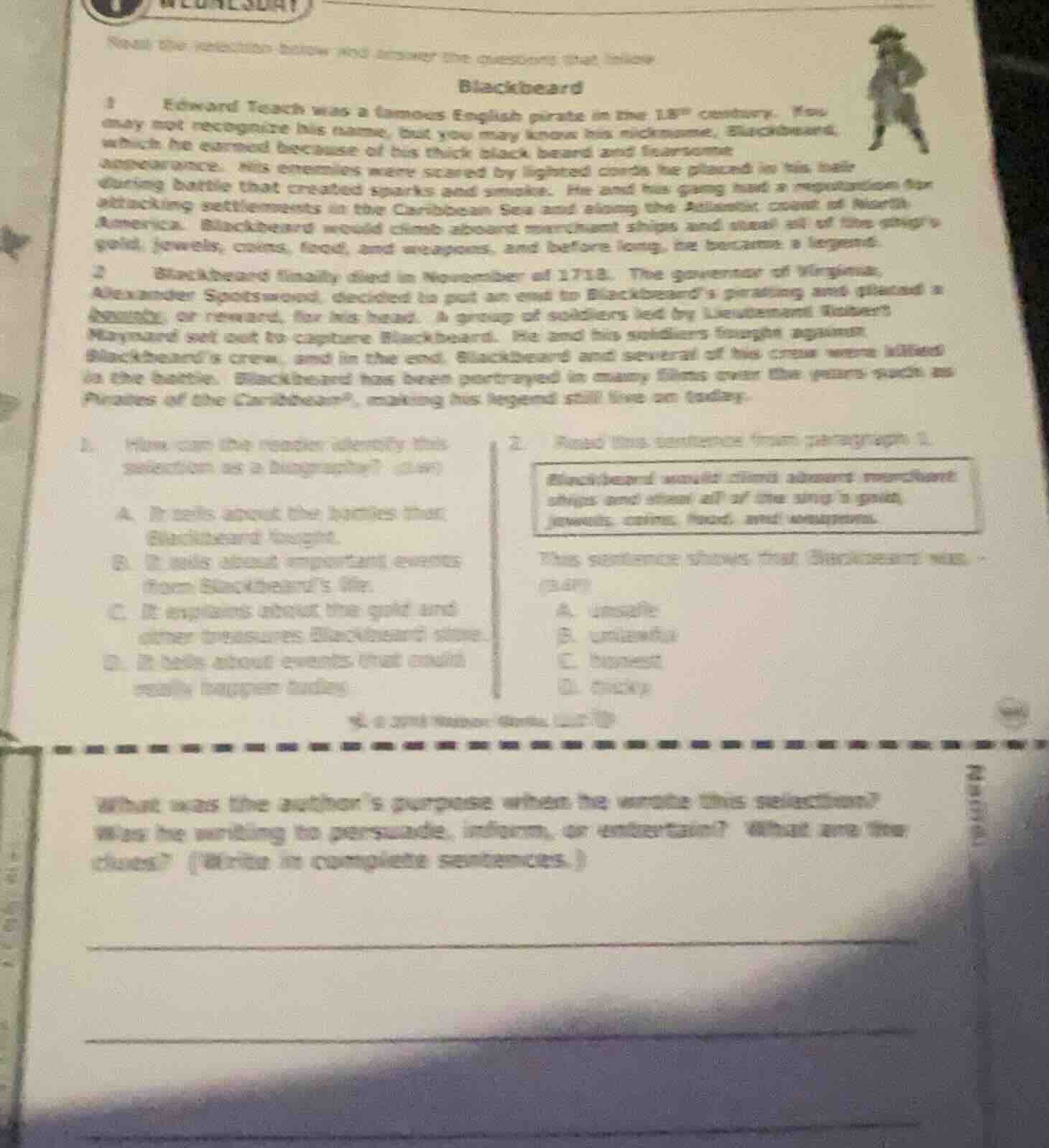 read the selection below and answer the questions that follow:blackbear…