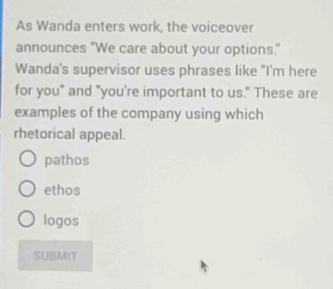as wanda enters work, the voiceover announces \we care about your optio…