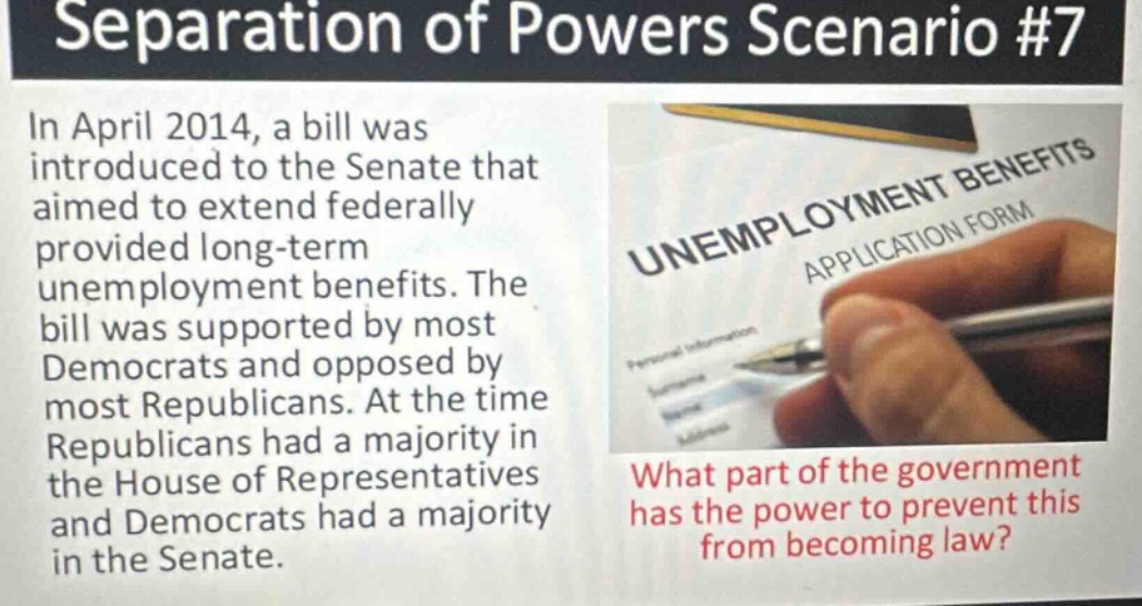 separation of powers scenario #7 in april 2014, a bill was introduced t…
