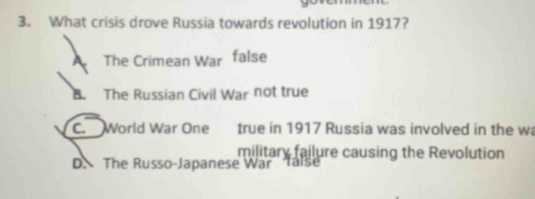 3. what crisis drove russia towards revolution in 1917? a. the crimean …