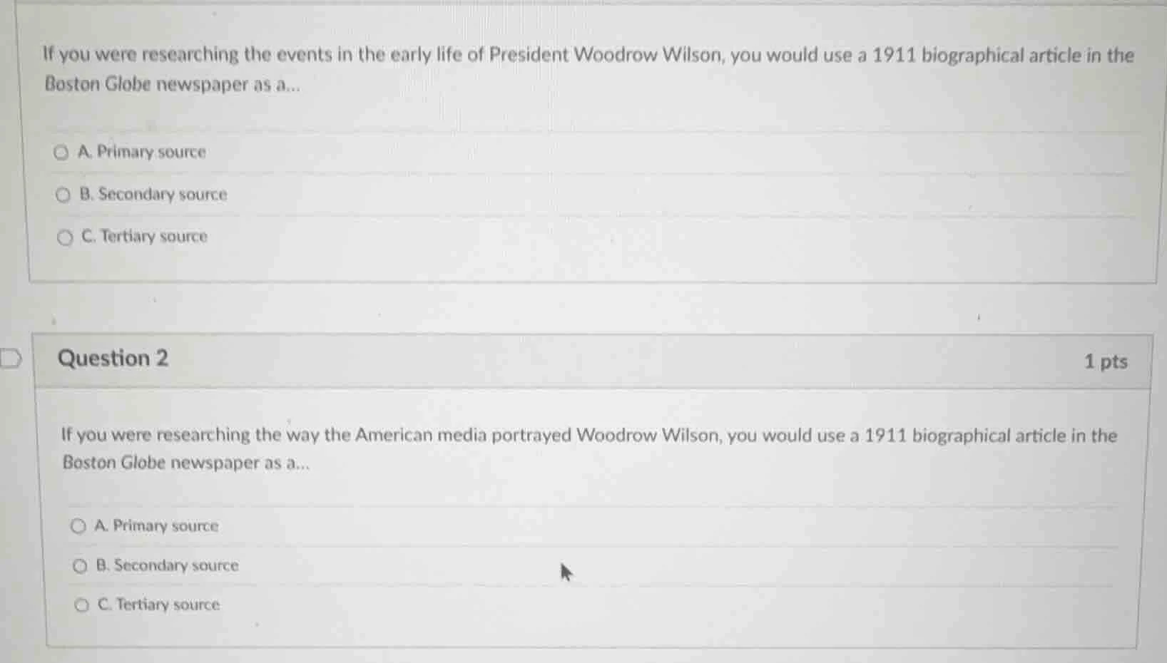 if you were researching the events in the early life of president woodr…