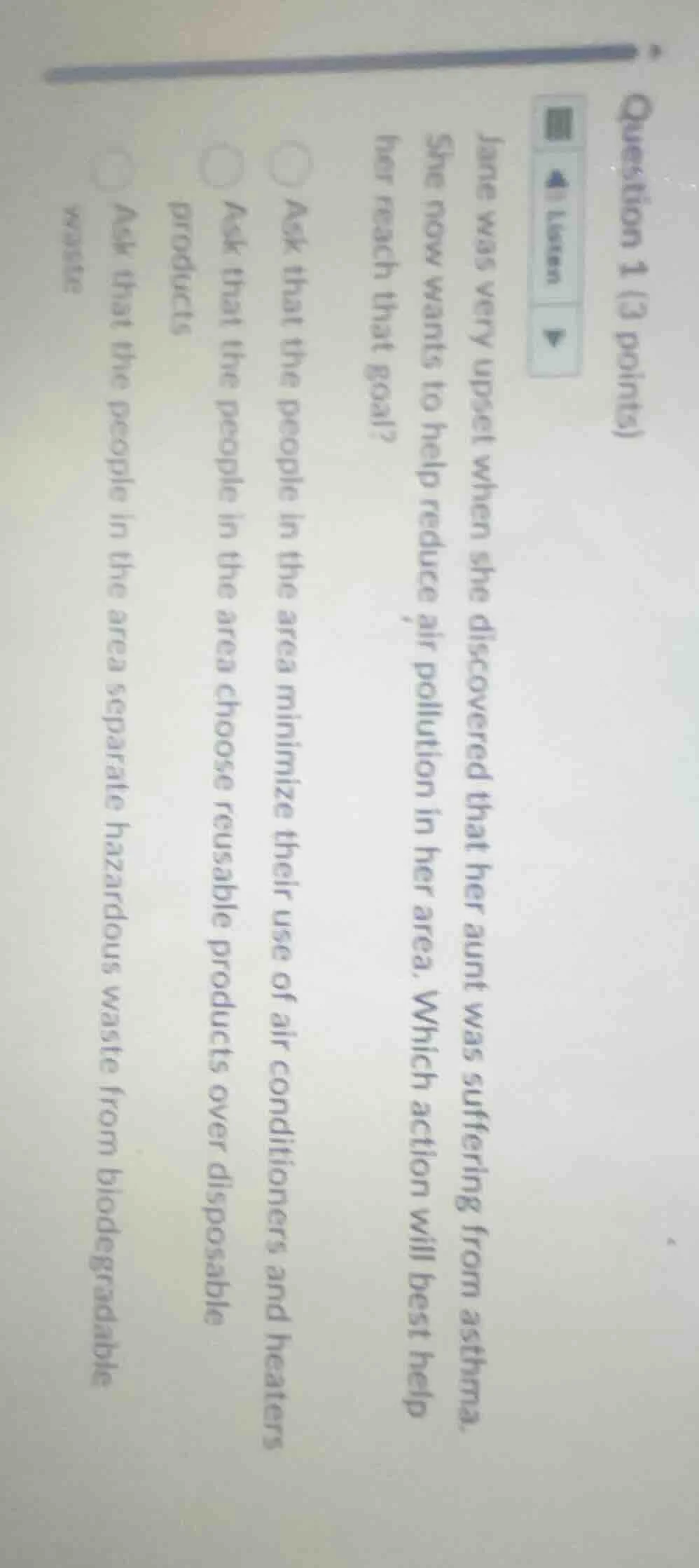 question 1 (3 points)jane was very upset when she discovered that her a…