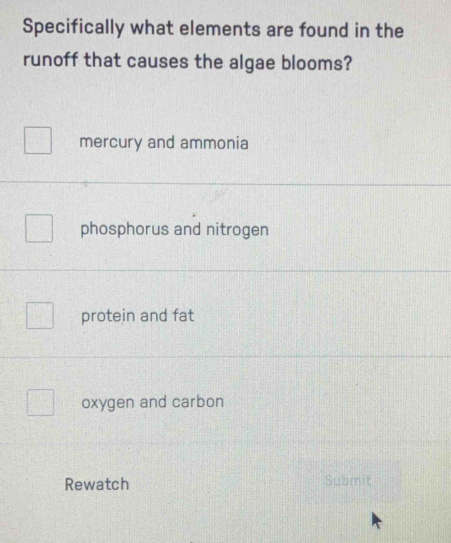 specifically what elements are found in the runoff that causes the alga…