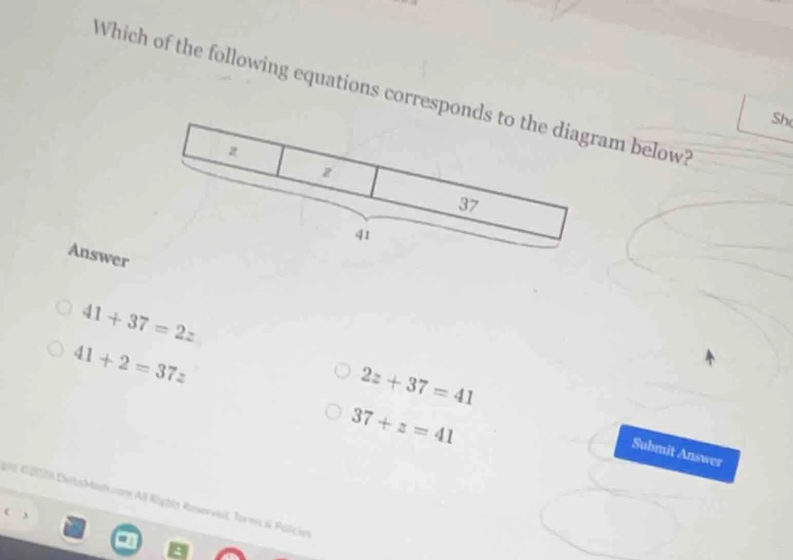 which of the following equations corresponds to the diagram below?answe…