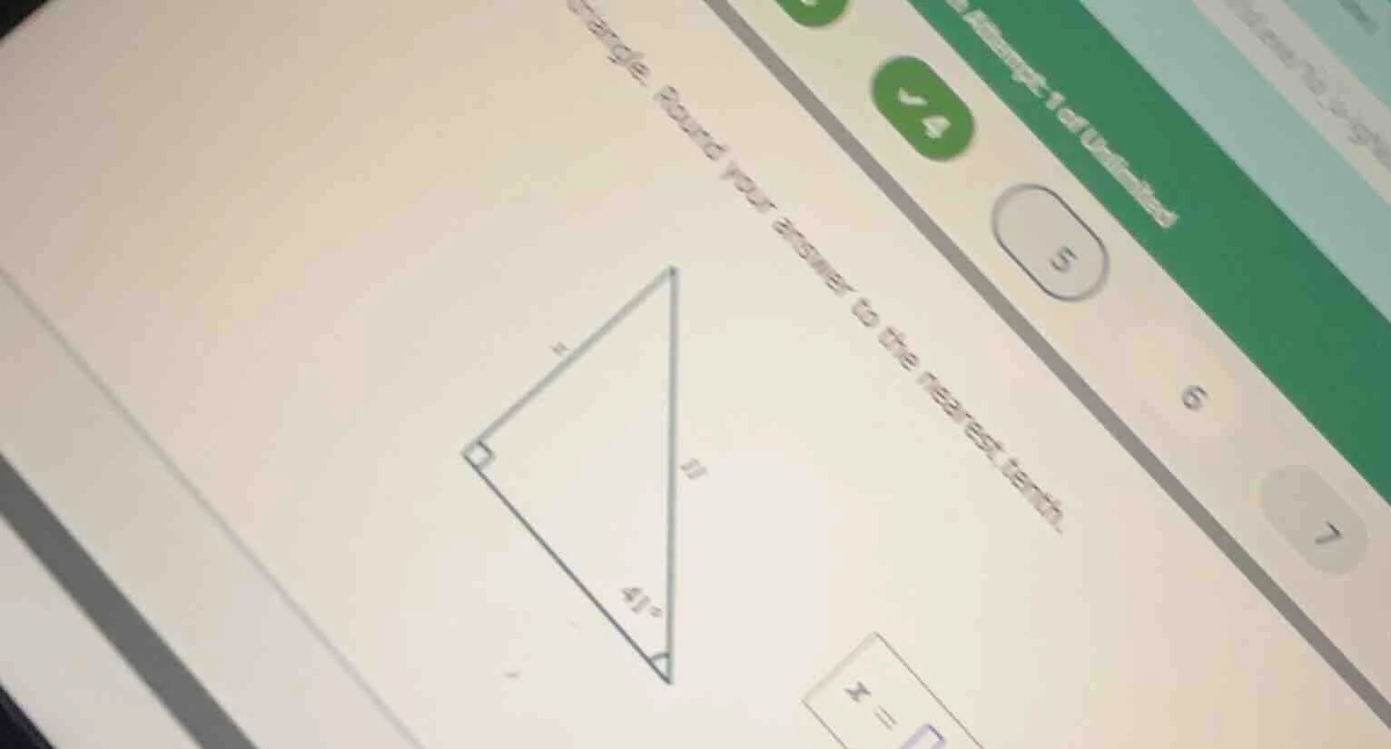 triangle. round your answer to the nearest tenth. $x = $