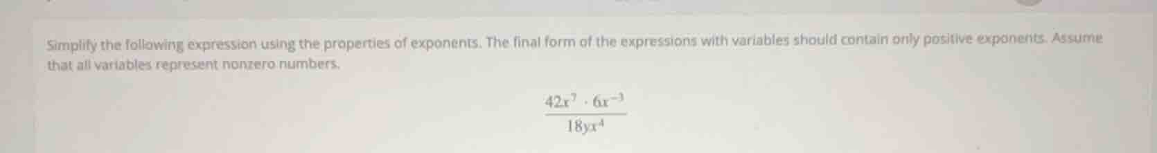 simplify the following expression using the properties of exponents. th…