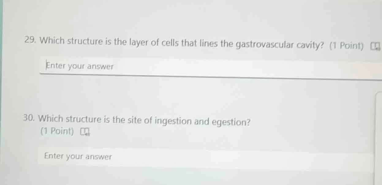 29. which structure is the layer of cells that lines the gastrovascular…