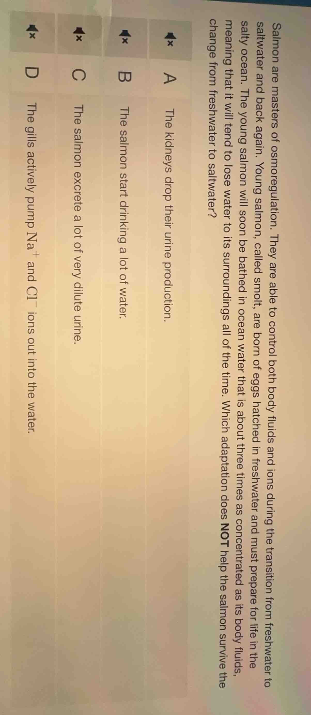 salmon are masters of osmoregulation. they are able to control both bod…