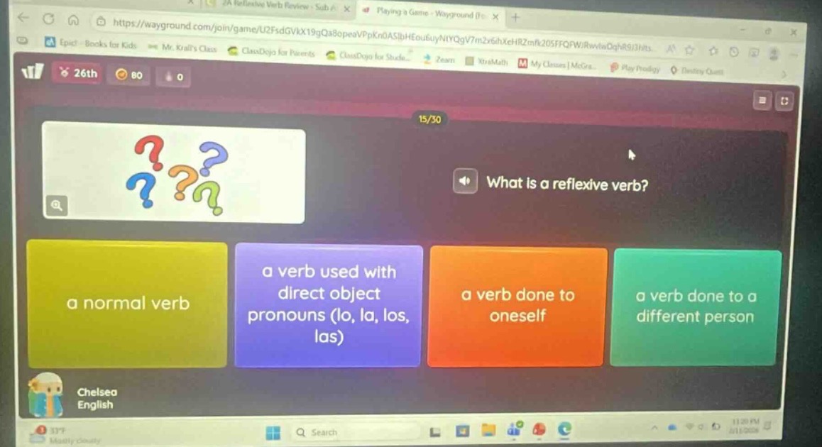 what is a reflexive verb? a normal verb a verb used with direct object …