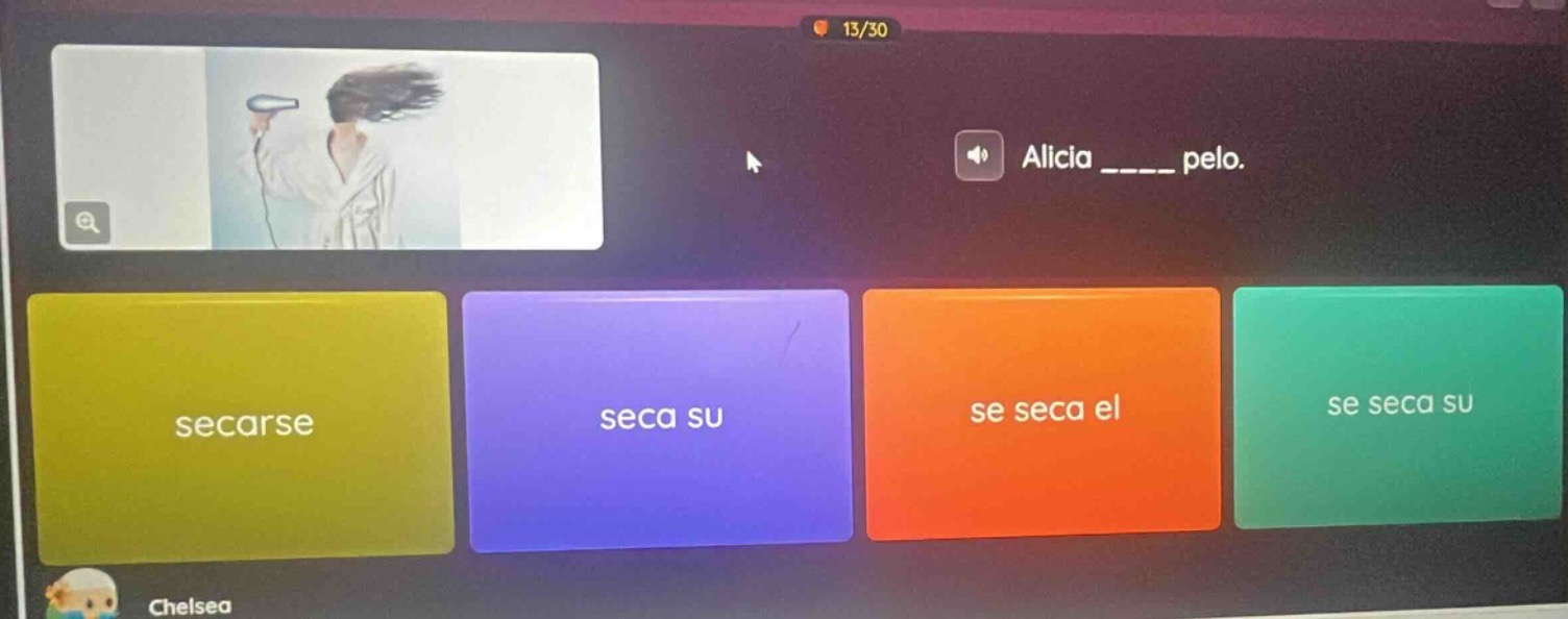 alicia ______ pelo. secarse seca su se seca el se seca su