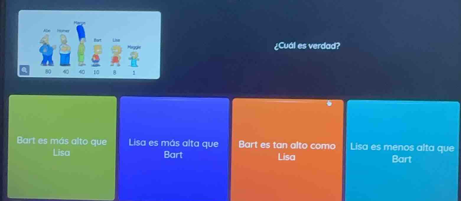 ¿cuál es verdad?bart es más alto que lisalisa es más alta que bartbart …