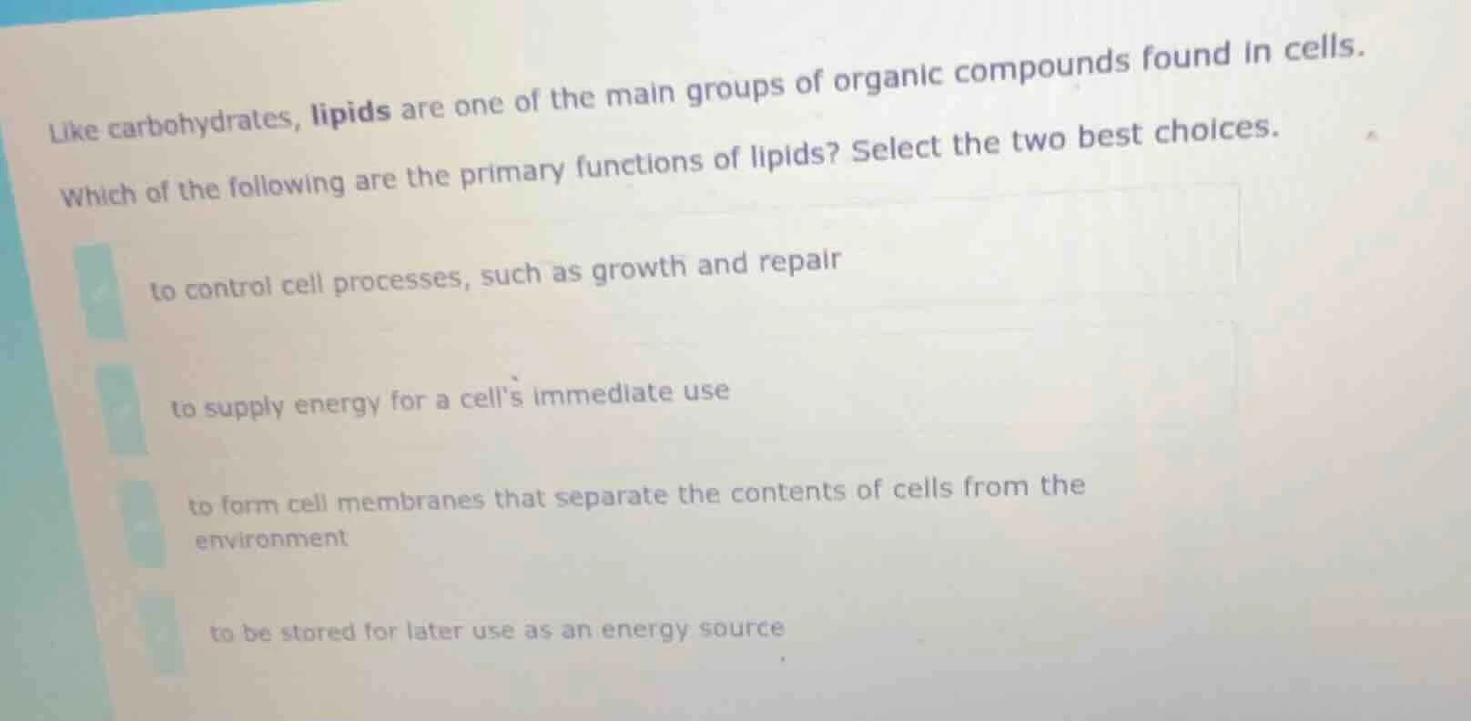 like carbohydrates, lipids are one of the main groups of organic compou…
