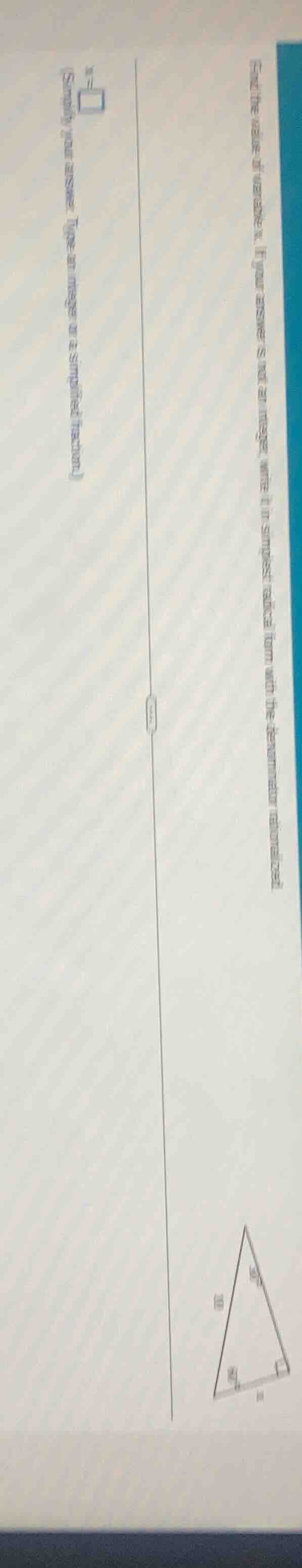 find the value of variable x. if your answer is not an integer, write i…