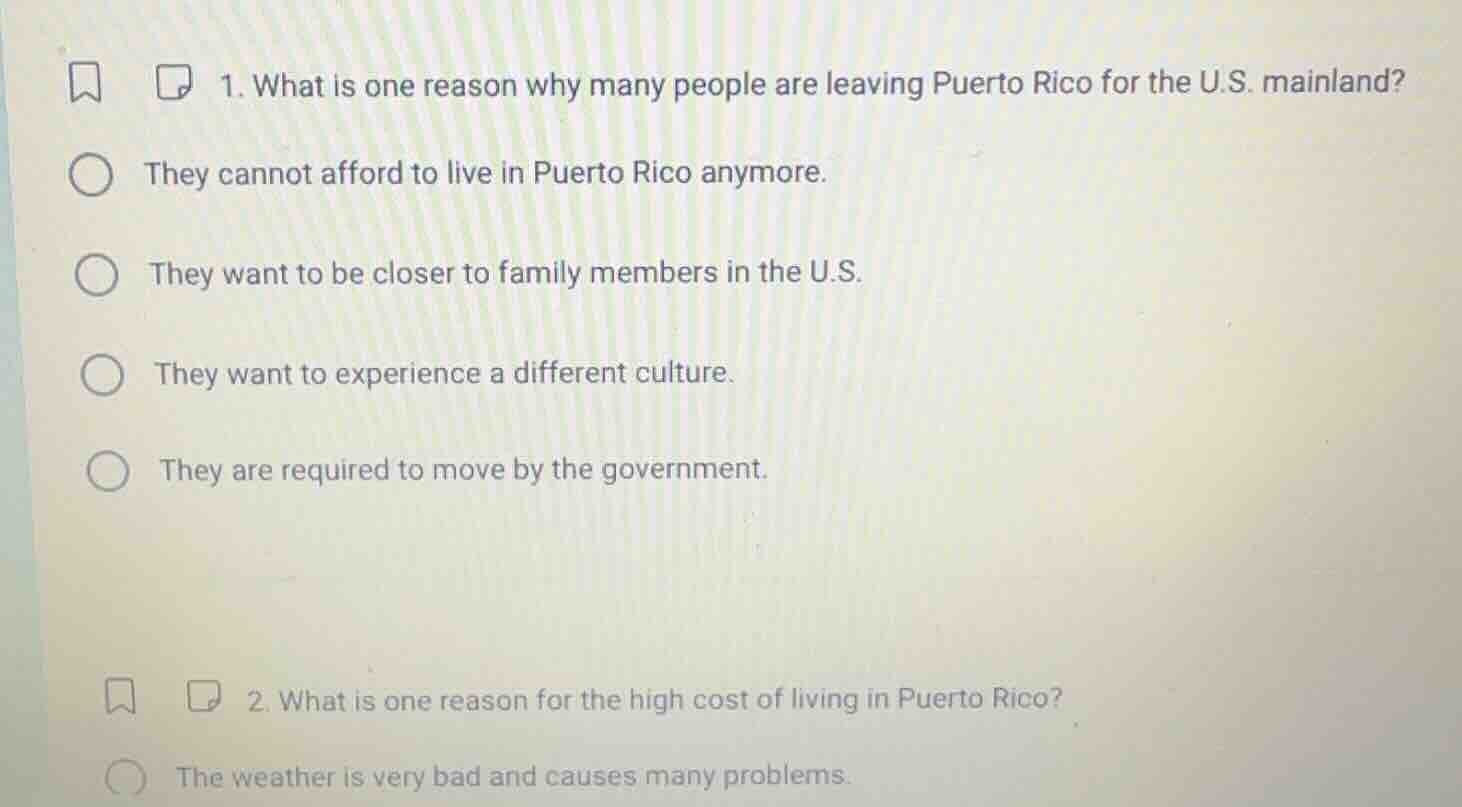 1. what is one reason why many people are leaving puerto rico for the u…