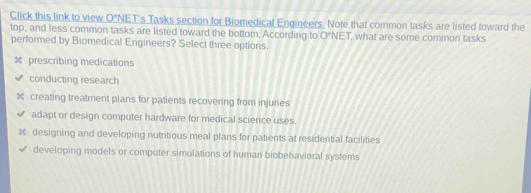 click this link to view o*nets tasks section for biomedical engineers. …