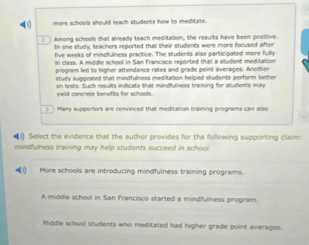 1) more schools should teach students how to meditate. 2 among schools …